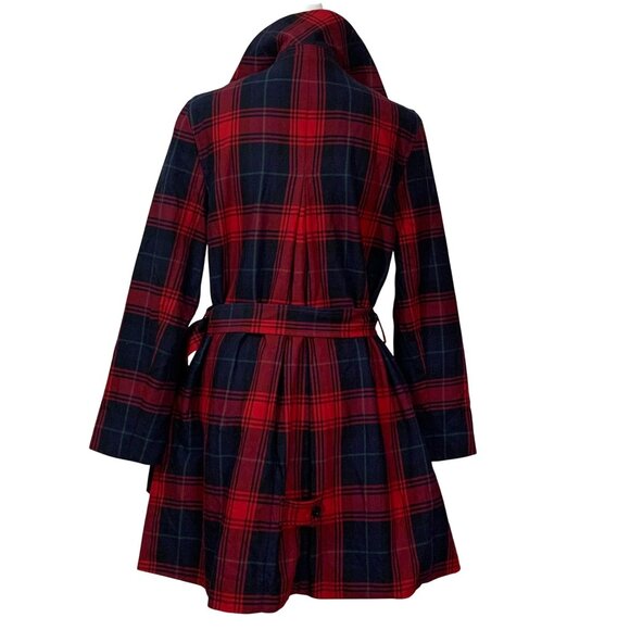 American Living Red Plaid Belted Double Breasted Trench Coat Womens SZ M - Picture 6 of 12